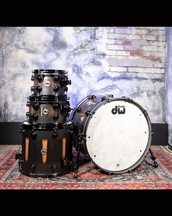 Drum Workshop Collector's Series SSC Maple 4-Piece Drum Set - Gun Metal Gray w/Royal Ebony Rally Stripes