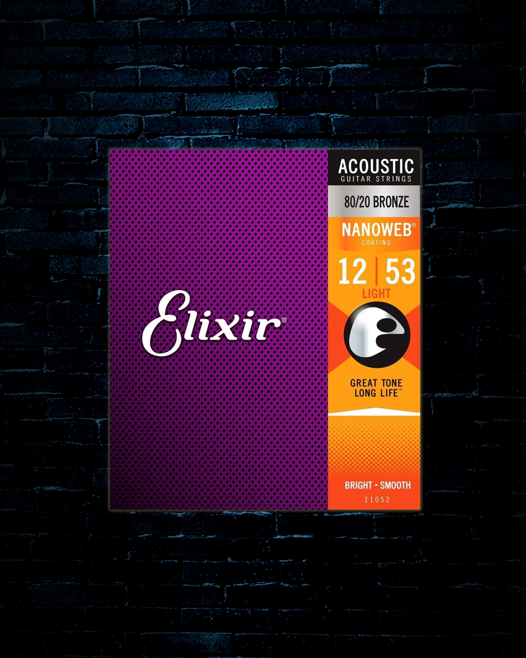 Elixir 11052 Nanoweb 80 20 Bronze Acoustic Strings Light 12 53