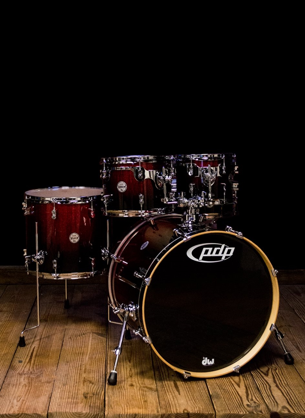 Pdp Pdcm2215rb 5 Piece Concept Maple Drum Set Red To Black Fade