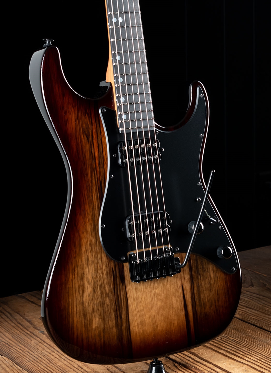 Black and store brown guitar