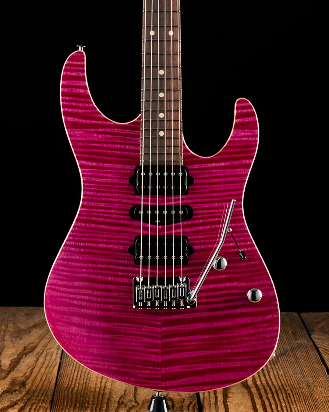 Suhr Modern Custom Flame Maple/Basswood - Magenta Pink Stain