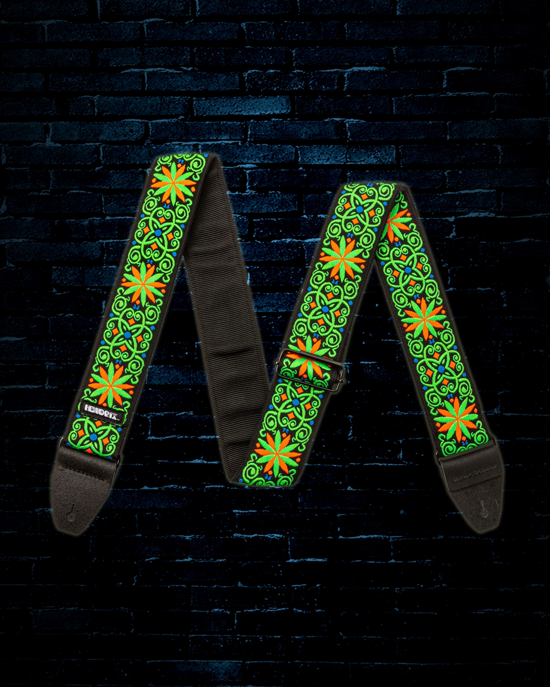 Dunlop Jimi Hendrix Blacklight Fillmore Guitar Strap - Green
