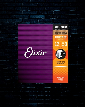 Elixir 16052 Nanoweb Phosphor Bronze Acoustic Strings - Light (12-53)