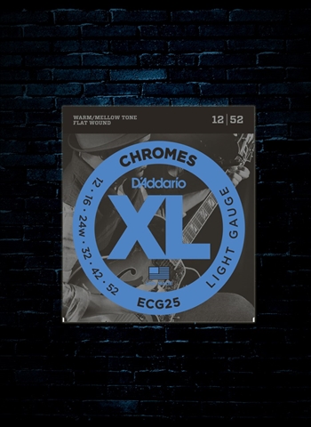 D'Addario ECG25 XL Chromes Flat Wound Electric Strings - Light (12-52)