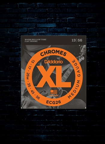 D'Addario ECG26 XL Chromes Flat Wound Electric Strings - Medium (13-56)