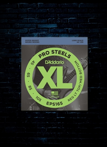 D'Addario EPS165 XL ProSteels Bass Strings - Custom Light (45-105)
