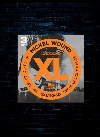 D'Addario EXL110 XL Nickel Wound Electric Strings (3 Pack) - Light (10-46)