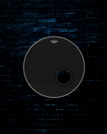 Remo P3-1022-ESDM - 22" Powerstroke P3 Ebony Bass Drumhead w/5" Black DynamO Port