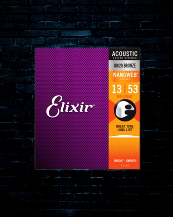 Elixir 11182 Nanoweb 80/20 Bronze Acoustic Strings - HD Light (13-53)