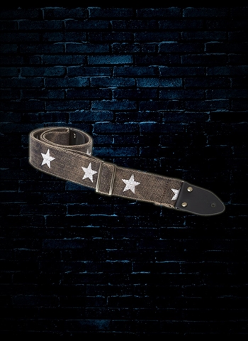 Henry Heller HCOTRV-03 - 2" Cotton Strap - Distressed Black with Stars