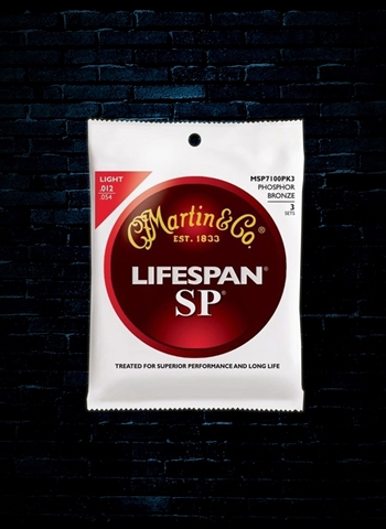 Martin MSP7100 SP Lifespan 92/8 Phosphor Bronze Acoustic Strings (3 Pack) - Light (12-54)