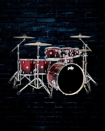 PDP PDCM2217RB - 7-Piece Concept Maple Drum Set - Red to Black Sparkle Fade