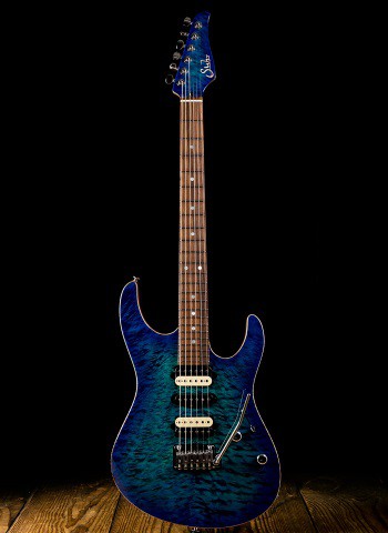 Suhr Modern Custom Angel Quilt Maple/Mahogany - Aqua Blue Burst