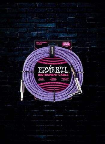 Ernie Ball 25' Braided Straight to Angle Instrument Cable - Purple