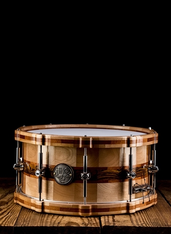 HHG 7"x14" Segmented Birch/Bocote/Paduck Snare Drum - Natural