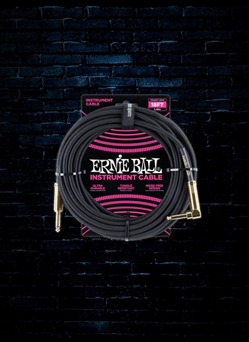 Ernie Ball 18' Braided Straight to Angle Instrument Cable - Black