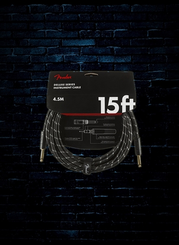 Fender Deluxe 15' Straight to Straight Guitar Cable - Black Tweed