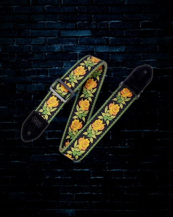 Levy's 2" Print Series Woven Guitar Strap - Yellow Rosa