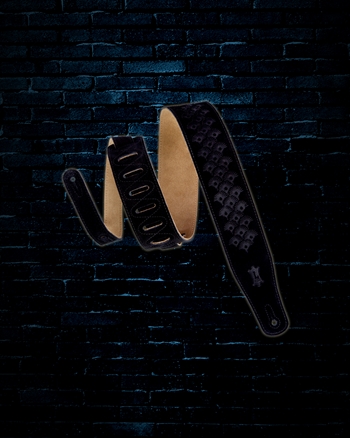 Levy's 2.5" Textures Series Dandelion Suede Leather Guitar Strap - Black
