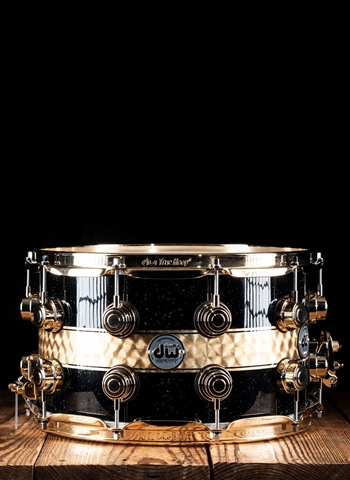 Drum Workshop 8"x14" Collector's Series Snare Drum - Mirra Black w/Gold Leaf Stripe