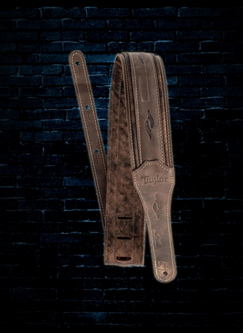 Taylor 2.5" Element Distressed Leather Guiter Strap - Dark Brown