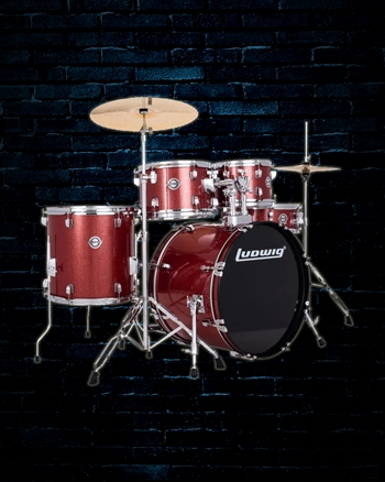 Ludwig LC195 Accent Series Drive 5-Piece Drum Set - Red Sparkle