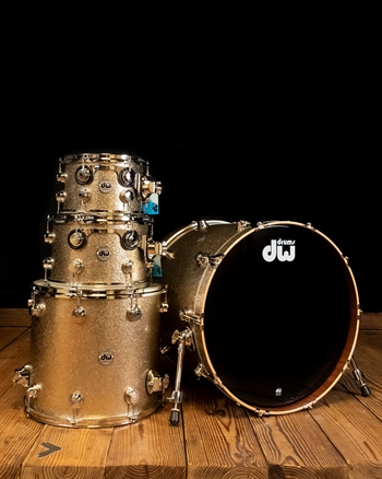 DW Collector's Series 4P Maple/Mahogany Drum Set - Nickel Sparkle Glass