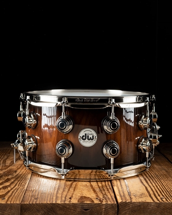 DW 7"x14" Collector's Exotic Snare Drum - Santos Rosewood w/Quick Candy Black Burst