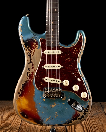 Fender Custom Shop Limited Edition Super Heavy Relic '60 Stratocaster - Aged Lake Placid Blue Over 3-Color Sunburst