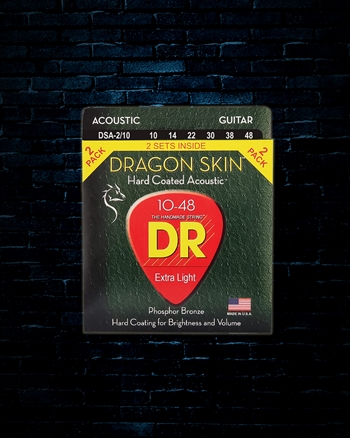 DR DSA2-10 Dragon Skin Phosphor Bronze Acoustic Strings (2-Pack) - Extra Light (10 - 48)