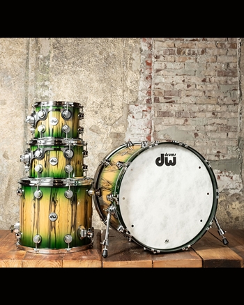 Drum Workshop Collector's Series 4-Piece Maple/Mahogany Drum Set - Emerald Green Burst over Ivory Ebony