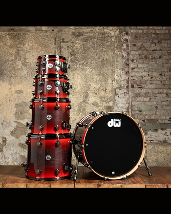 Drum Workshop Collector's Series SSC Maple 5pc Drum Set - Ebony to Scarlett Red Burst