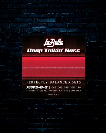 La Bella 760FS-B-S Flat Wound Deep Talkin' Short Scale Bass Strings - 5-String - (45-128)