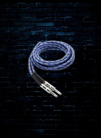 Hosa 3GT-18C1 - 18' Cloth Guitar Cable - Blue/White/Black