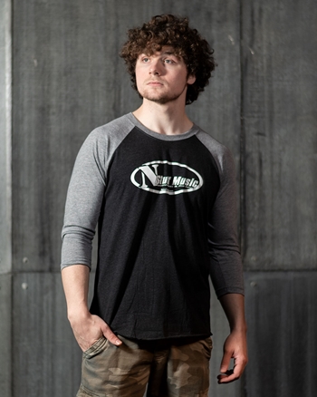 N Stuff Music Logo on Black/Heather Gray Raglan T-Shirt