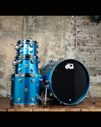 Drum Workshop Collector's Series Maple/Mahogany 4pc Drum Set - Laser Blue