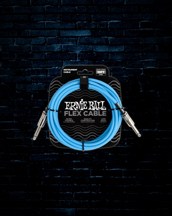 Ernie Ball 10' Flex Straight to Straight Instrument Cable - Blue