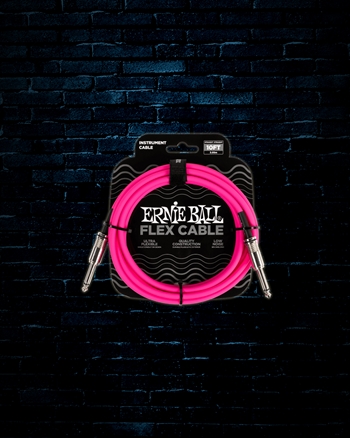 Ernie Ball 10' Flex Straight to Straight Instrument Cable - Pink