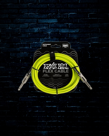 Ernie Ball 10' Flex Straight to Straight Instrument Cable - Green