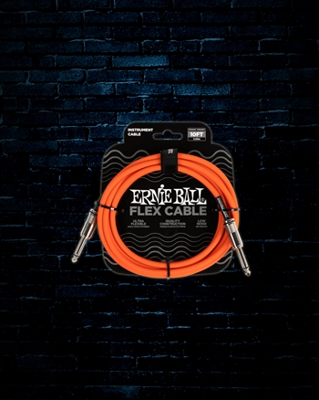 Ernie Ball 10' Flex Straight to Straight Instrument Cable - Orange