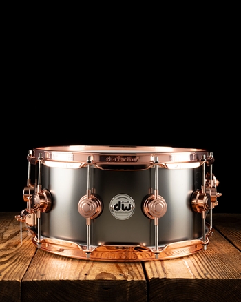 Drum Workshop 6.5x14 Ltd Edition Collector's Series Satin Black Over Brass Snare Drum w/Copper Hardware