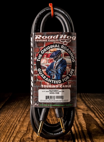 Rapco HOG-15B - 15' Roadhog Straight 1/4" to Straight 1/4" Guitar Cable