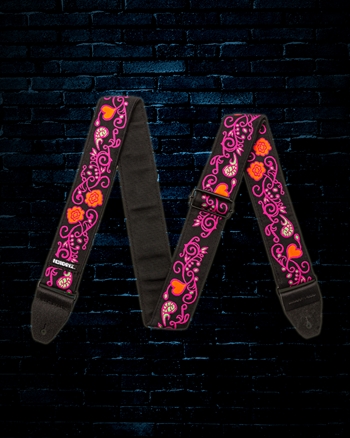 Dunlop Jimi Hendrix Blacklight Monterey Guitar Strap - Pink