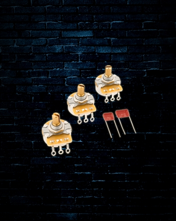 Fender Stratocaster Split Shaft Potentiometer and Capacitor Kit (3 Pack)