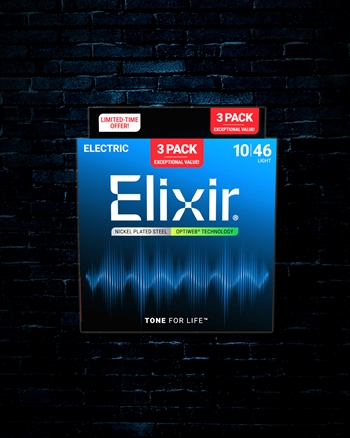 Elixir 19052 Optiweb Nickel Plated Steel Electric Strings (3 Pack) - Light (10-46)