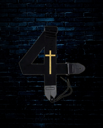 Legacy 2" Cotton Christian Gold Cross Guitar Strap - Black