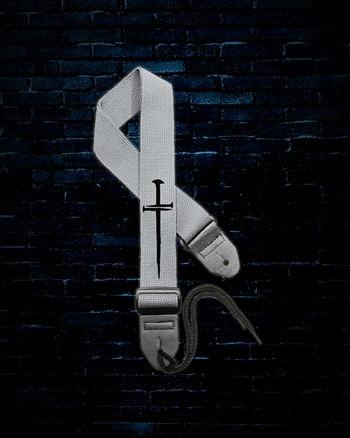 Legacy 2" Cotton Christian Carpenter Black Cross Guitar Strap - Silver