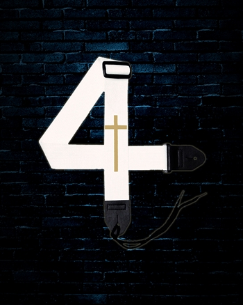 Legacy 2" Cotton Christian Gold Cross Guitar Strap - White