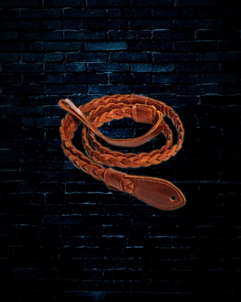 Henry Heller Capri Garment Leather Flat Braid Mandolin Strap w/Loop - Brown