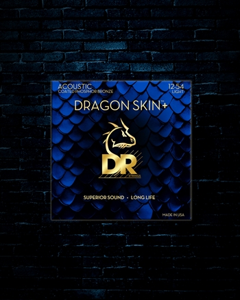DR Dragon Skin+ Phosphor Bronze Acoustic Guitar Strings - Light (12-54)